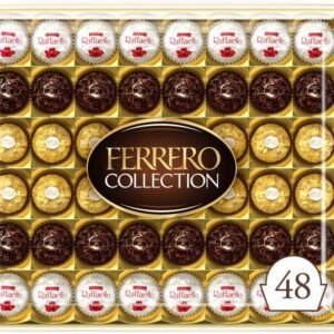 Ferrero Collection Pralines, Chocolate Gift, Chocolate Hamper, Gifts for Christmas, Coconut Raffaello and Dark Chocolate Rondnoir, Box of 48 (518g)